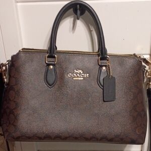 Coach Brown and Black Signature Handbag